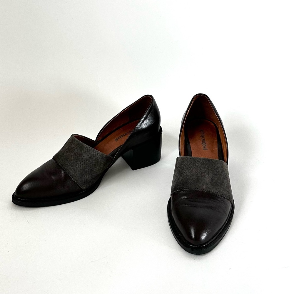 Jeffrey Campbell Chic Brown Loafers Chunky Block Heel ‘Shriver’ D’Orsay Style-8 - Picture 11 of 13